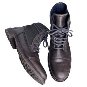 Vintage ALDO Brown Leather Canvas Combat Boots Men’s US 10 EU 43 Made Portugal